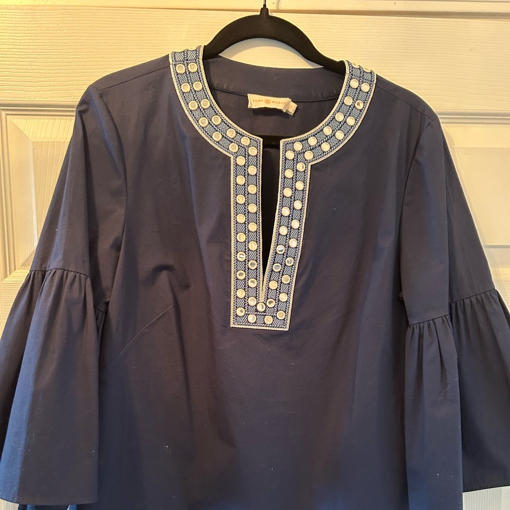 Tory Burch Ariana Embellished Bohemian Bell Sleeve Tunic